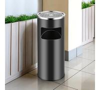 Cestino gettacarte 2-in-1 da terra in acciaio inox esterno, con secchio interno, nero, 35L, 24×24×60 cm(25 * 25 * 60 cm - Nero (1 pz))