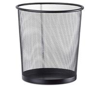 Cestino Gettacarte in Metallo Traforato da Ufficio Pattumiera a Rete Porta-rifiuti Ø 30 cm Alto 35 cm Nero casa, cameretta, scrivania, Studio 20 Litri