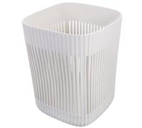 Cestino Gettacarte in Plastica PP 16l senza Coperchio Bianco | Design Ventilato Inciso, per Studio e Ufficio, Leggero da Spostare, per Carta e Bagno