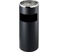 Cestino Gettacarte Posacenere Ø24,7 cm in Metallo Nero Opaco 10L per Interno Esterno