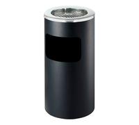 Cestino Gettacarte Posacenere Ø30 cm in Metallo Nero Opaco 15L per Interno Esterno