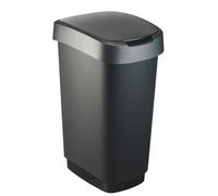 Cestino gettacarte Rotho con coperchio basculante nero/grigio - 50 l F600029