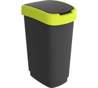 Pattumiera 50LT in PPL Nero/verde lime coperchio basculante Rotho