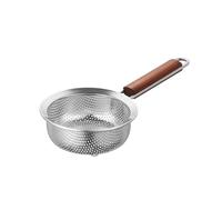 Cestino in acciaio inossidabile con manico in legno resistente, S | Comodo manico in legno con saldatura senza cuciture per cucinare pasta e verdure e per l ' uso quotidiano
