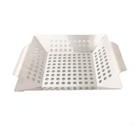 Cestino in acciaio inox per barbecue Weber, resistente, con manici larghi, per verdure, frutti di mare, carne, lavabile in lavastoviglie, accessorio per cucinare all'aperto, 24,5 cm x 34 cm (24,5 cm)