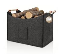 Cestino in Feltro 96L, Cesto per Legna, Cestino pieghevole per legna da ardere, in feltro extra spesso, manico rinforzato, per shopping, legno, giornali (1 Confezione - Grigio Scuro)