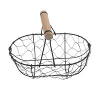 Cestino in Ferro e Legno per Uova, Frutta e Piccoli Alimenti | Design Retrò, Rete Ventilata e Bordo Rialzato, Base Rinforzata, per Cucina e Piano Aperto
