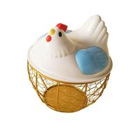 Cestino in filo metallico for conservare le uova di gallina, supporto portatile for uova fresche(Blue Gold)