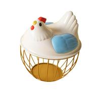 Cestino in filo metallico for conservare le uova di gallina, supporto portatile for uova fresche(Blue Gold Stripe)