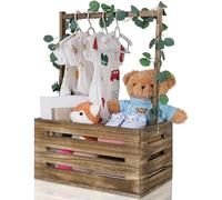 Cestino in legno per baby shower con maniglia, scatola di benvenuto per bambini, cestino regalo di benvenuto per neonati, regalo di benvenuto per neo genitori