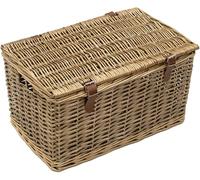 Cestino in Vimini Fatto a Mano con Cinghie Ecopelle, Colore Marrone, Misura M