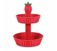 Cestino Industriale Portafrutta Vassoio a Due Piani con Supporto Centrale in PP E Filo di Ferro Trama Intrecciata Stile, style to 2