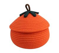 Cestino intrecciato a forma di di Halloween, con coperchio, cestino per di Halloween con coperchio antipolvere, decorazione stagionale per la casa, cestino per soggiorno, camera da