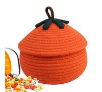 Cestino intrecciato a forma di zucca con coperchio, cestino a forma di zucca di Halloween con coperchio antipolvere, decorazione stagionale per la casa, grazioso per soggiorno, camera da letto