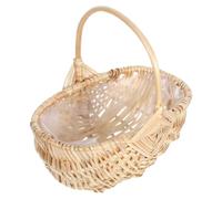 Cestino Intrecciato Vintage con Manico, Vimini Leggero per Eventi | Stile Rustico Elegante, Adatto a Mercati Contadini e Raccolta Piante, Facile da Trasportare