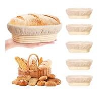 Cestino lievitazione pane 6 pcs, mini cestini per lievito madre, 6 pollici, accessori per fare il panes, ciotole in rattan per la lievitazione dell'impasto, forniture per la cottura del pane (Ovale)