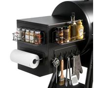 Cestino magnetico per barbecue Traeger, con supporto per asciugamani di carta e ganci per appendere griglie esterne, alcuni modelli di accessori Traeger/Pit Boss/Z Grill Smoker (nero) brillante