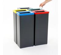 Cestino modulare in metallo verniciato nero per interno ed esterno Dimensioni 30x20xh 68,8 cm 42 litri 5 Coperchi Colorati Rimovibili - coperchio verde verde