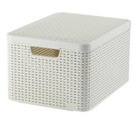Cestino multiuso Curver con coperchio crema Rattan Style L 205862
