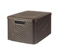 Cestino multiuso Curver con coperchio marrone Rattan Style L 205861