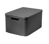 Cestino multiuso Curver con coperchio Rattan Style L grigio 205863