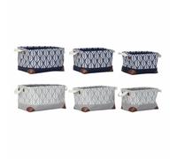 Cestino Multiuso DKD Home Decor Bianco Marrone Grigio Blu Marino Foglia della
