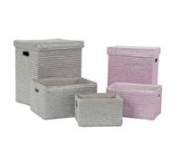 Cestino Multiuso DKD Home Decor Rosa Argentato polipropilene 44 x 36 x 50 cm