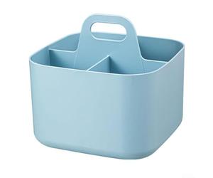 Cestino multiuso impilabile con manico, per casa e ufficio, dimensioni compatte, si adatta sotto gli scaffali o sui piani di lavoro (azzurro)