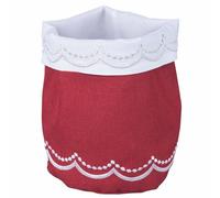 Cestino pane rosso, decoro puntini argento, XMas
