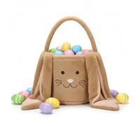 Cestino pasquale, cestino pasquale per bambini, soffice borsa per caccia alle uova di Pasqua con orecchie lunghe in peluche carino coniglio, borsa grande capacità decorativa per conigli per feste di