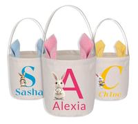 Cestino pasquale con nome personalizzato: cestini pasquali personalizzati per ragazze e ragazzi, con nome fotografico, borsa per feste per bambini, regalo di Pasqua per famiglia, figlio, figlia (stile