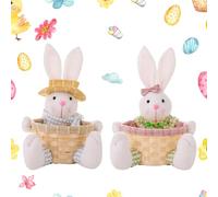 Cestino pasquale dolce animale - Cestino pasquale coniglietto pasquale, cesto di peluche da riempire e regalare, come decorazione pasquale primaverile, idea regalo per un nido di Pasqua floreale (A+B)