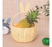 Cestino pasquale intrecciato a mano con orecchie staccabili e targhetta per il nome, cesto in corda di cotone personalizzato per caccia alle uova dei bambini, bomboniere, asilo nido e regali di Pasqua