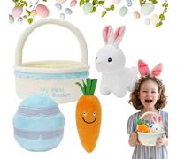 Cestino Pasquale per Set di Gioco in Peluche Morbido,Set da 4 Pezzi con Uova e Morbide in Peluche | Giocattoli per Cestino della Pasqua per Bambini - Per Feste Pasquali a Casa e All'Aperto