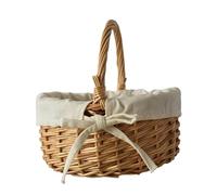 Cestino per alimenti - Cestino per damigelle di nozze | Cesto per ragazze di fiori in rattan, cestino per ragazze di fiori con perle, cestino da sposa con fiocco, cestino per matrimonio con manico