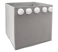 Cestino per bambini con pompons grigi 29x29cm