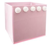 Cestino per bambini con pompons rosa 29x29cm