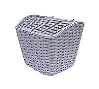 Cestino per Bici in plastica Contenitore per Articoli Vari Staccabile di Grandi Dimensioni con Coperchio Cestino per Manubrio Anteriore per Bicicletta, Grigio