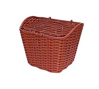 Cestino per Bici in plastica Contenitore per Articoli Vari Staccabile di Grandi Dimensioni con Coperchio Cestino per Manubrio Anteriore per Bicicletta, Marrone