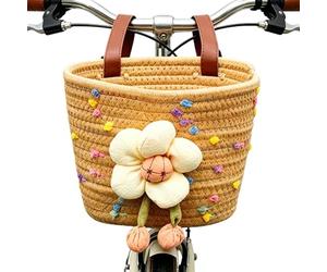 Cestino per Bicicletta Bambini Corda di Cotone Tessuta a Mano Grande | Cestino Per Bicicletta,Borsa Da Manubrio Per Bambini E Bambine, Monopattini, Tricicli, Snack E Bevande