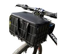 cestino per bicicletta, Cestino for bicicletta con coperchio, cestino anteriore sospeso, portapacchi fisso, portaoggetti, borsa in pelle, shopping, campeggio
