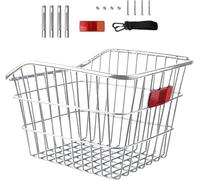 Cestino per Bicicletta, Cestino per Portabiciclette, Cestino per Bici Posteriore, Portapacchi per Biciclette per, Grande capacità, Distribuzione della Griglia, Durevole,Cestino Posteriore