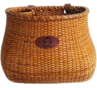 Cestino per bicicletta da donna Beach Cruiser o scooter, cestino originale in vimini con portabicchieri integrato per manubrio anteriore, stile vintage classico, fatto a mano, in rattan naturale