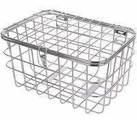 Cestino per bicicletta in acciaio inox, grande 50 cm, cestino posteriore in metallo con coperchio e serratura per tricicli e biciclette, ideale per trasportare accessori