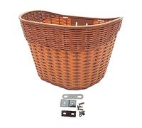 Cestino per bicicletta in finto rattan resistente, staccabile, stile retrò, cestino da manubrio S, marrone, 32 x 24,5 x 22 cm