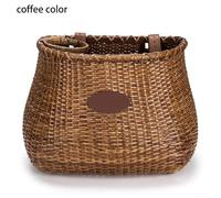Cestino per bicicletta in rattan con robusta fibbia in pelle, fissaggio sicuro e stabile (colore caffè)