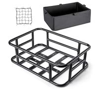 Cestino per bicicletta posteriore - cestino portabici in metallo | Robusto cestino per bicicletta con fodera | Grande portapacchi per adulti, donne e uomini, cani, animali domestici, frutta e alimenti