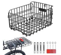 Cestino per Biciclette Posteriore, Cesto in Bicicletta Pieghevole, portabiciclette in Acciaio con tavola Riflettente, 14.6x10.6x7.9 Ebike di Grandi Dimensioni per Donne/Uomini Adulti
