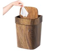 Cestino Per Can | Rettangolo Di Scarto Di Carta Cestino 12L Decorativo Odore Decorativo Lettiera Con Coperchio Swing | Imitazione Riutilizzabile Design Del Cereali In Legno Per Camera Da Let