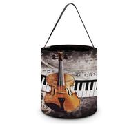 Cestino per caramelle con stampa di note musicali per pianoforte, violino, dolcetto o scherzetto, secchiello regalo per feste di Halloween o forniture quotidiane, stile, taglia unica